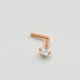 316 Surgical Steel Rose Gold Color L-Shape Nose Stud 0.8x7x4.5mm (20G) with 2.5mm Round 4 Prong Cubic Zirconia