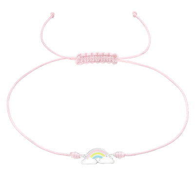 Children's Silver Rainbow Adjustable Corded Bracelet with Epoxy