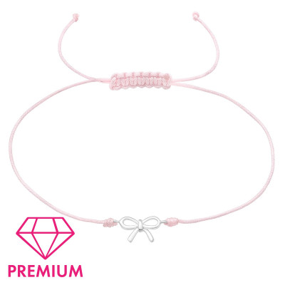 Premium Silver Bow Adjustable Corded Bracelet