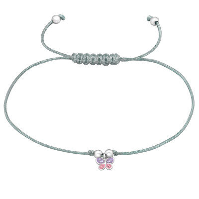 Children's Silver Butterfly Bracelet with Crystal