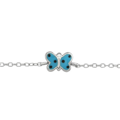 Children's Silver Butterfly Bracelet with Epoxy