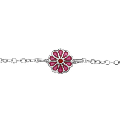 Children's Silver Flower Bracelet with Epoxy