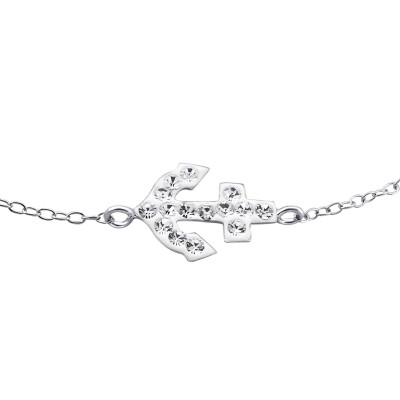 Anchor Children's Sterling Silver Bracelet with Crystal