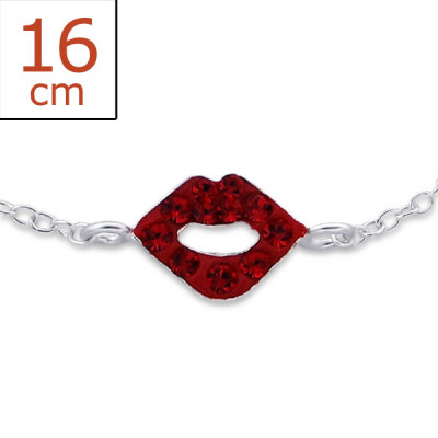 Lips Children's Sterling Silver Bracelet with Crystal