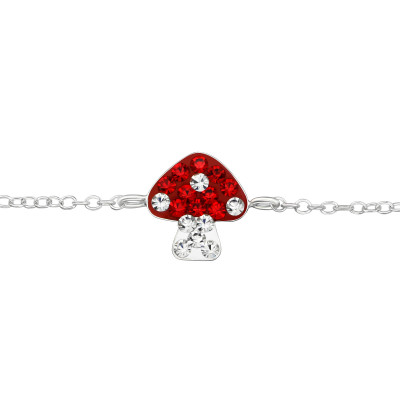 Children's Silver Mushroom Bracelet with Crystal