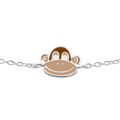 Children's Silver Monkey Bracelet with Epoxy