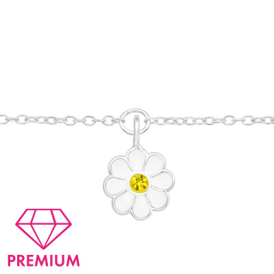 Children's Silver Flower Bracelet with Crystal and Epoxy