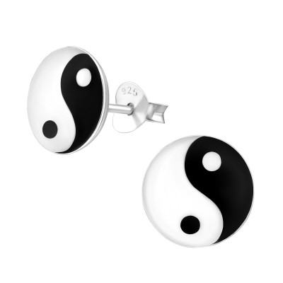 Children's Silver Yin and Yang Ear Studs