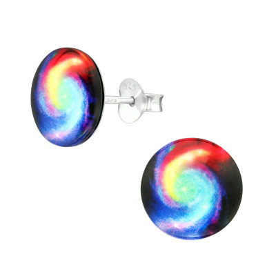 Children's Silver Spiral Galaxy Ear Studs