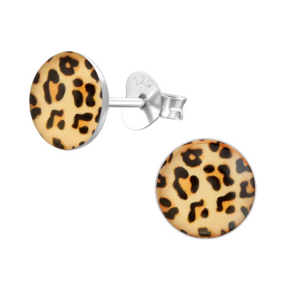 Children's Silver Leopard Print Ear Studs