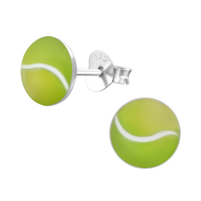 Children's Silver Tennis Ball Ear Studs