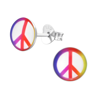 Children's Silver Peace Sign Ear Studs