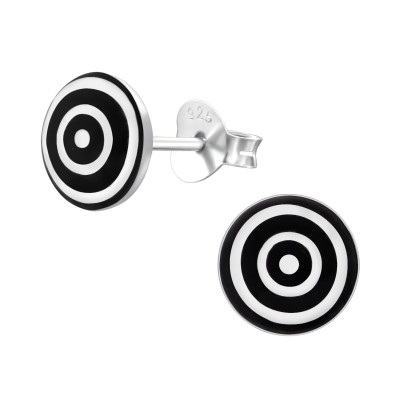 Children's Silver Target Bored Ear Studs