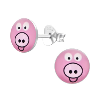 Children's Silver Pig Ear Studs