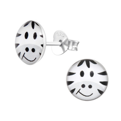 Children's Silver Zebra Ear Studs