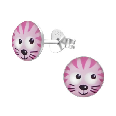 Children's Silver Cat Ear Studs