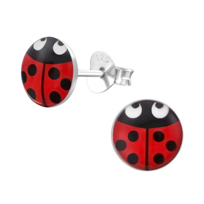 Children's Silver Ladybug Ear Studs