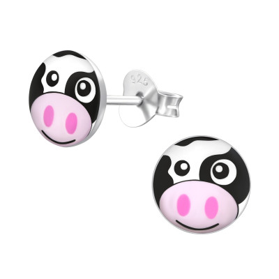 Children's Silver Cow Ear Studs