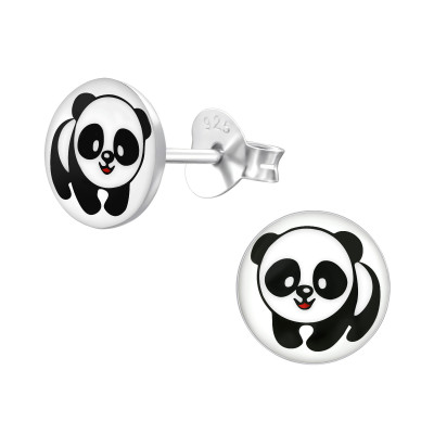 Children's Silver Panda Ear Studs