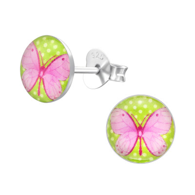 Children's Silver Butterfly Ear Studs