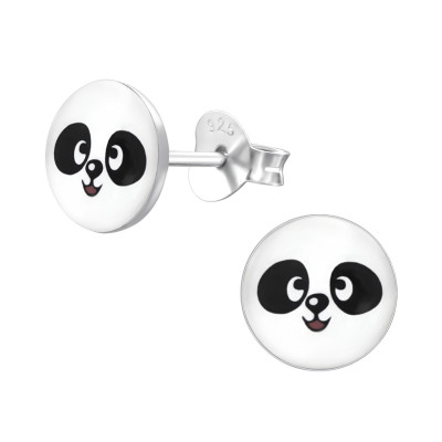 Children's Silver Panda Ear Studs