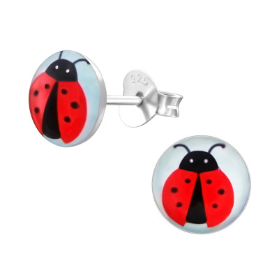 Children's Silver Ladybug Ear Studs