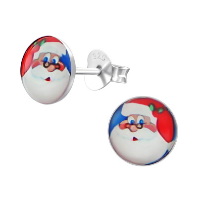 Children's Silver Santa Claus Ear Studs