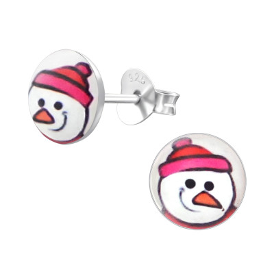 Children's Silver Snowman Ear Studs