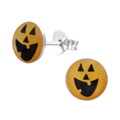 Pumpkin Children's Sterling Silver Ear Studs