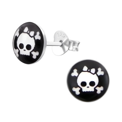 Children's Silver Skull Ear Studs