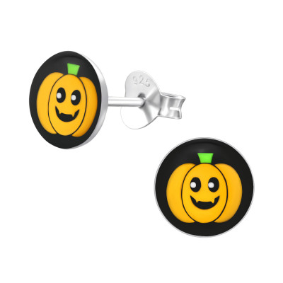 Children's Silver Pumpkin Ear Studs