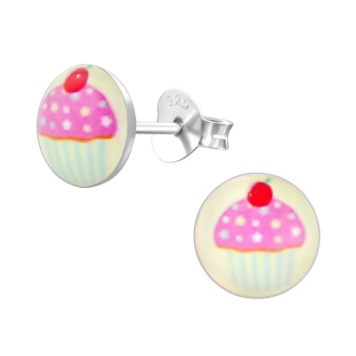 Children's Silver Cupcake Ear Studs