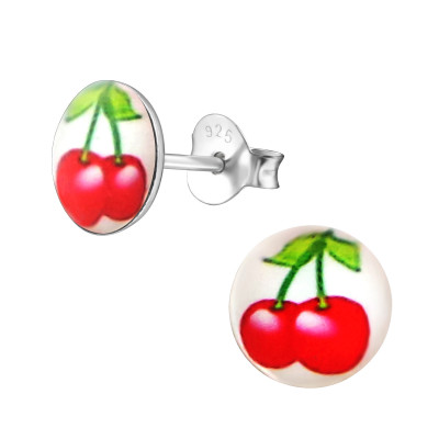 Children's Silver Cherry Ear Studs