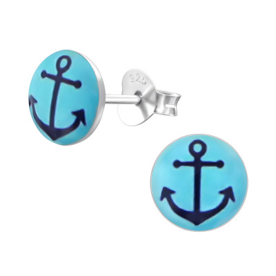 Children's Silver Anchor Ear Studs