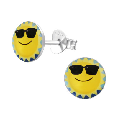 Children's Silver Sun Ear Studs