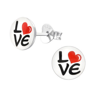 Children's Silver LOVE Ear Studs