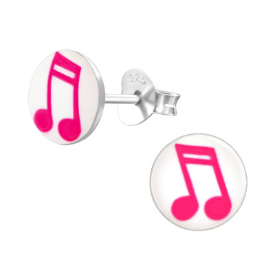 Children's Silver Music Note Ear Studs