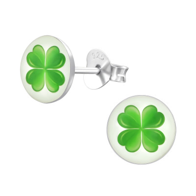 Children's Silver 4 Leaf Clover Ear Studs