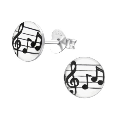 Children's Silver Music Notes Ear Studs