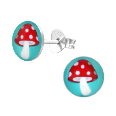 Children's Silver Mushroom Ear Studs