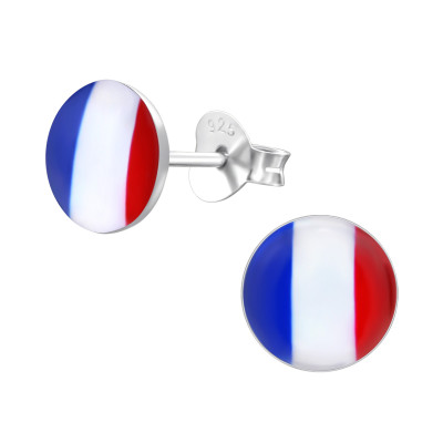 Children's Silver French Flag Ear Studs