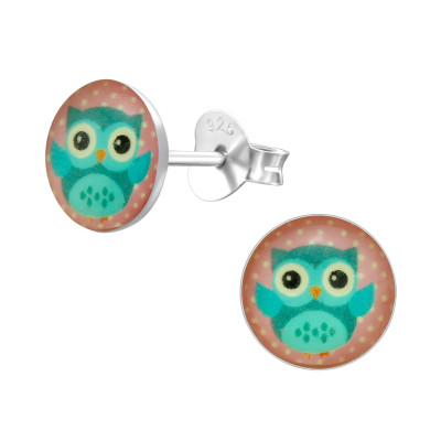 Children's Silver Owl Ear Studs