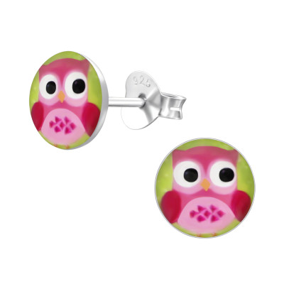 Children's Silver Owl Ear Studs