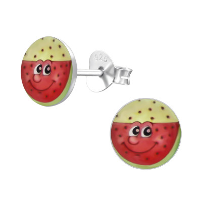 Watermelon Children's Sterling Silver Ear Studs