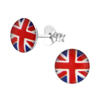 Children's Silver UK Flag Ear Studs