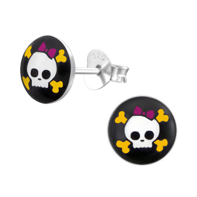 Children's Silver Skull Ear Studs