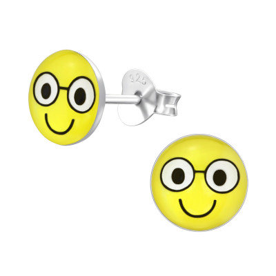 Children's Silver Smile Face Ear Studs