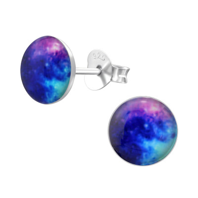 Children's Silver Galaxy Ear Studs