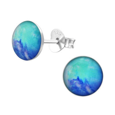 Children's Silver Colorful Ear Studs