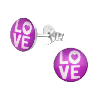 Children's Silver LOVE Ear Studs